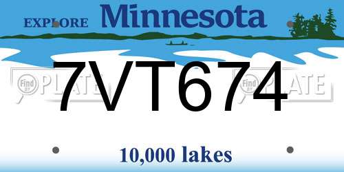 7VT674 Minnesota License Plate