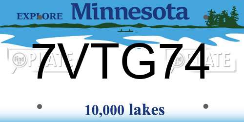 7VTG74 Minnesota License Plate
