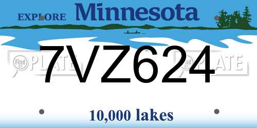 7VZ624 Minnesota License Plate
