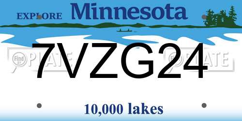 7VZG24 Minnesota License Plate