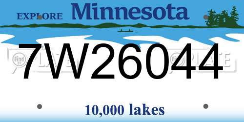 7W26044 Minnesota License Plate