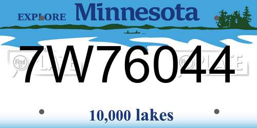 7W76044 Minnesota License Plate