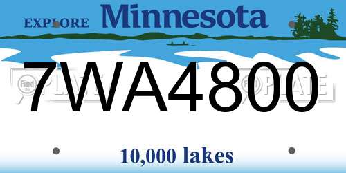 7WA4800 Minnesota License Plate