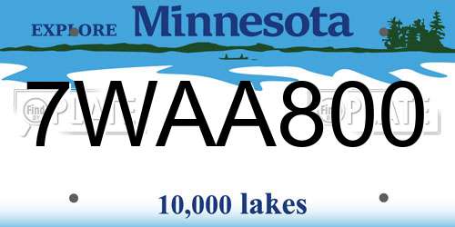 7WAA800 Minnesota License Plate