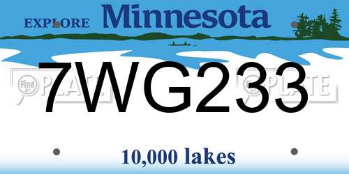 7WG233 Minnesota License Plate