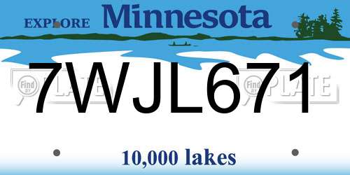 7WJL671 Minnesota License Plate