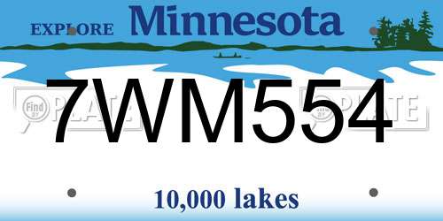 7WM554 Minnesota License Plate