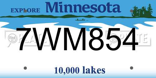 7WM854 Minnesota License Plate