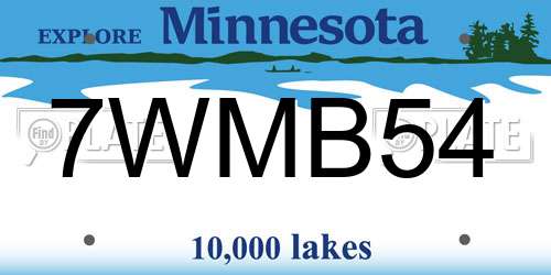 7WMB54 Minnesota License Plate