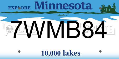 7WMB84 Minnesota License Plate