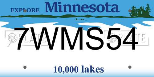 7WMS54 Minnesota License Plate