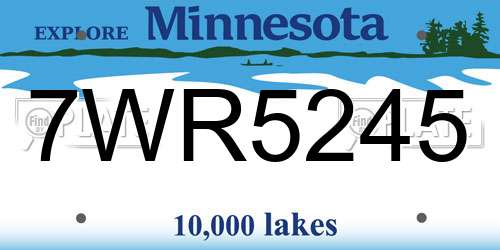 7WR5245 Minnesota License Plate