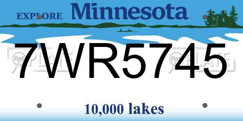 7WR5745 Minnesota License Plate