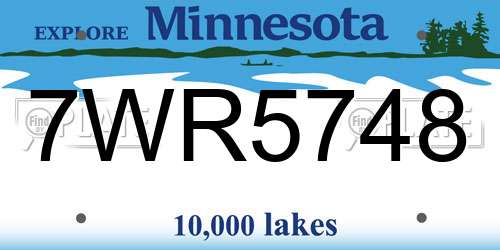 7WR5748 Minnesota License Plate