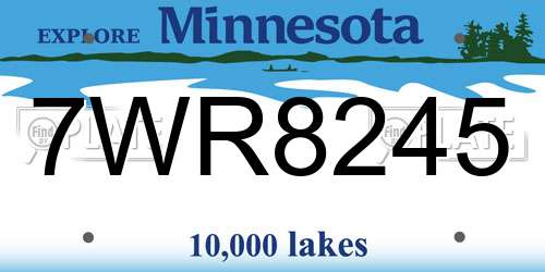 7WR8245 Minnesota License Plate