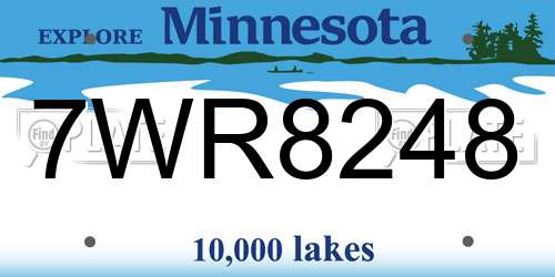 7WR8248 Minnesota License Plate
