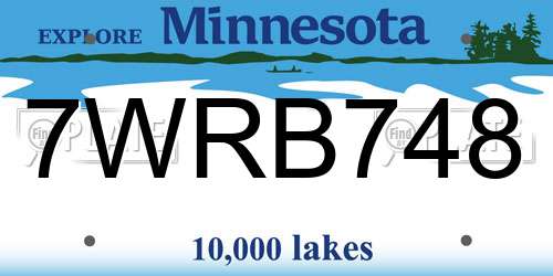 7WRB748 Minnesota License Plate