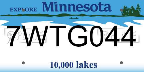 7WTG044 Minnesota License Plate