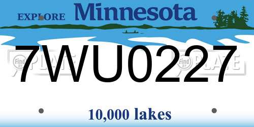 7WU0227 Minnesota License Plate