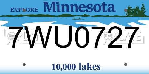 7WU0727 Minnesota License Plate