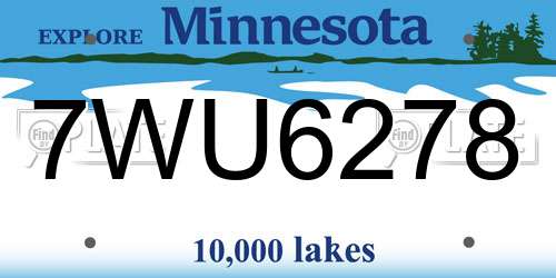 7WU6278 Minnesota License Plate