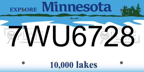 7WU6728 Minnesota License Plate