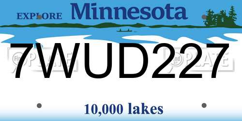 7WUD227 Minnesota License Plate
