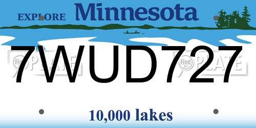 7WUD727 Minnesota License Plate