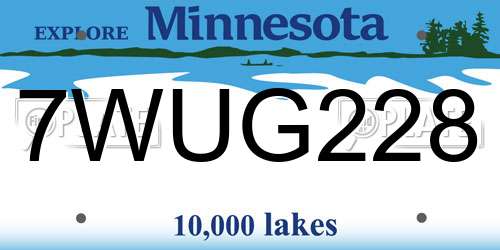 7WUG228 Minnesota License Plate