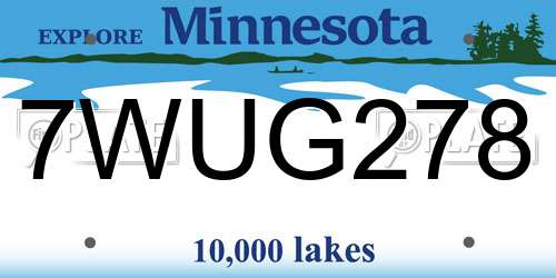 7WUG278 Minnesota License Plate