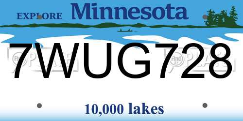 7WUG728 Minnesota License Plate
