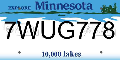 7WUG778 Minnesota License Plate