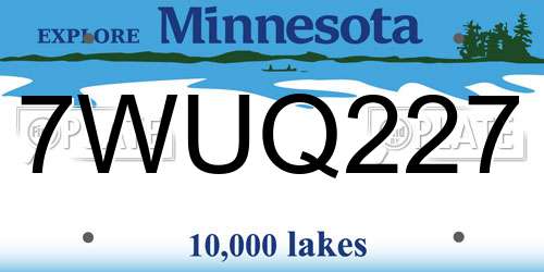 7WUQ227 Minnesota License Plate