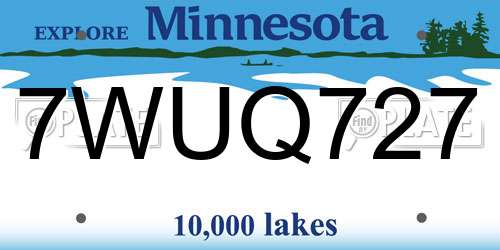 7WUQ727 Minnesota License Plate