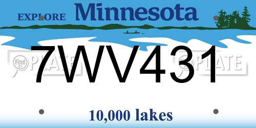 7WV431 Minnesota License Plate