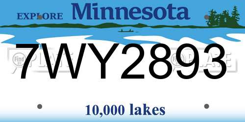 7WY2893 Minnesota License Plate