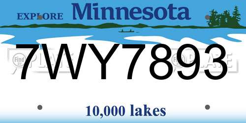 7WY7893 Minnesota License Plate