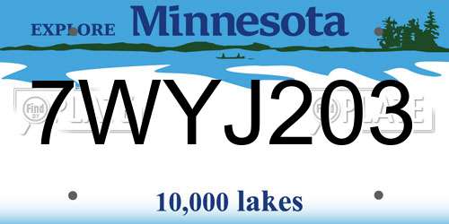 7WYJ203 Minnesota License Plate