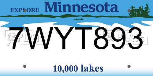 7WYT893 Minnesota License Plate