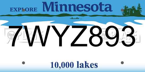 7WYZ893 Minnesota License Plate