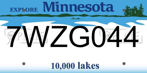 7WZG044 Minnesota License Plate