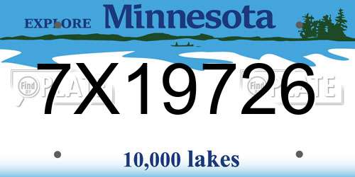 7X19726 Minnesota License Plate