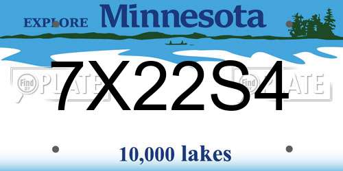 7X22S4 Minnesota License Plate