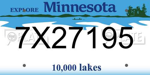 7X27195 Minnesota License Plate