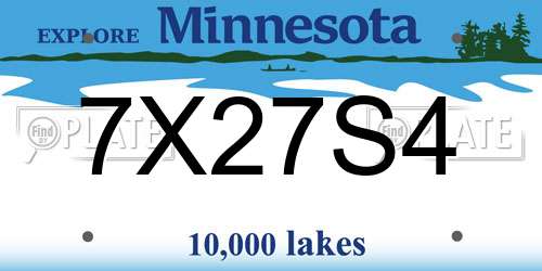 7X27S4 Minnesota License Plate