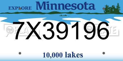 7X39196 Minnesota License Plate