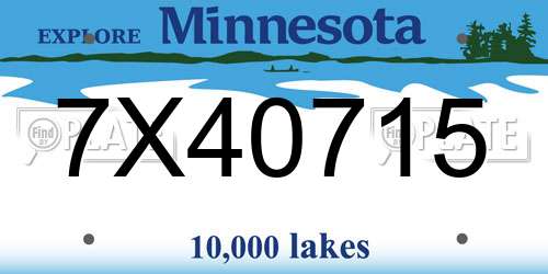 7X40715 Minnesota License Plate