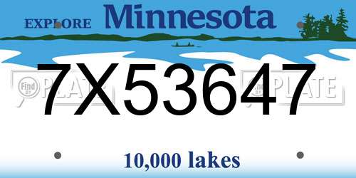 7X53647 Minnesota License Plate