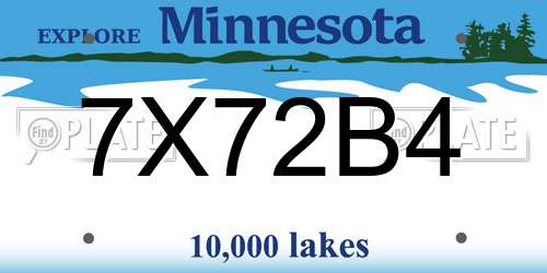 7X72B4 Minnesota License Plate