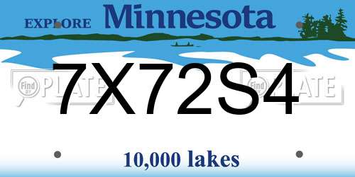 7X72S4 Minnesota License Plate